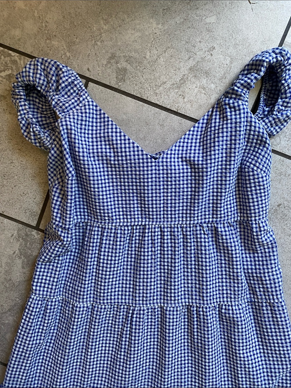 Old Navy Blue Gingham Tiered Maxi Dress - Picture 3 of 10